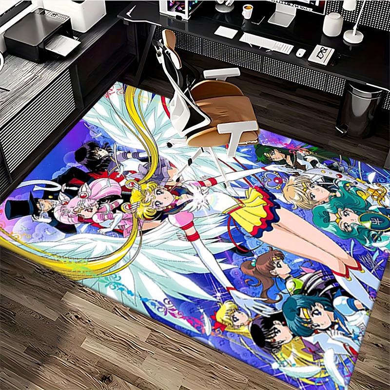 1pc Sailor Moon Anime Chair Mat - Office Desk Rug with Sailor Moon Characters and Wings, Non-Slip Carpet for Home Decor, Suitable for All Seasons, Per