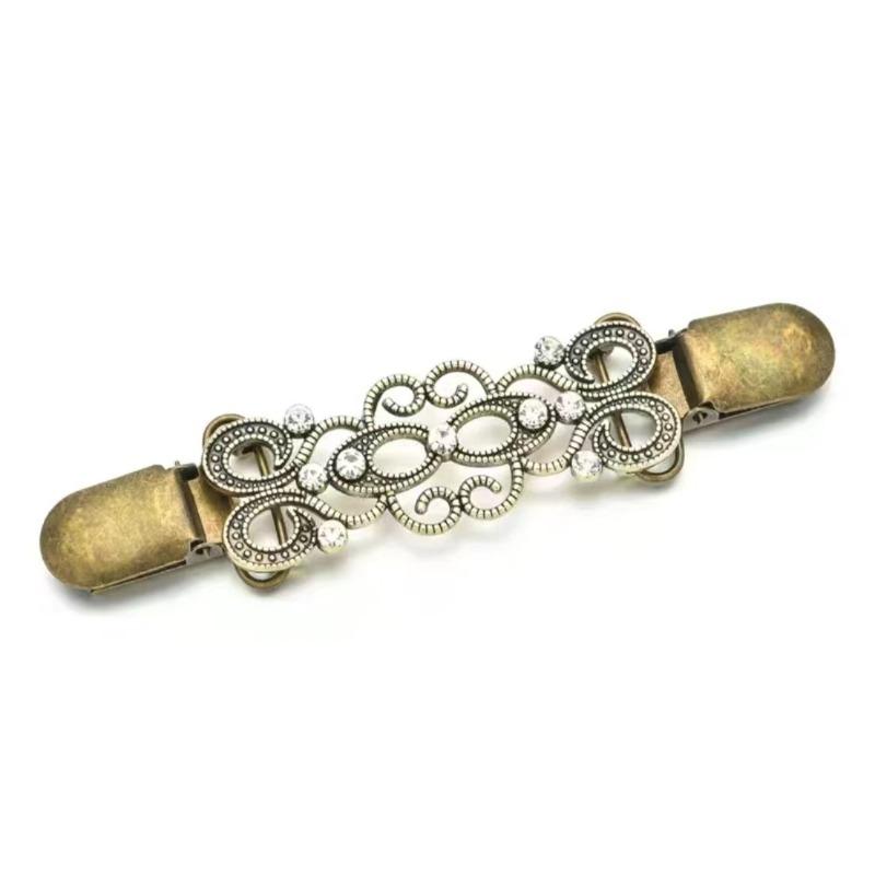 Vintage Hollow Flower Collar Clip Shawl Connection Buckle Women's Sweater Clip Lace Geometric Vintage Hollow Flower