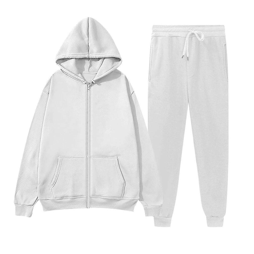 Женский модный повседневный однотонный спортивный комплект Fashion Hugh, кардиган с капюшоном, толстовка + спортивные штаны