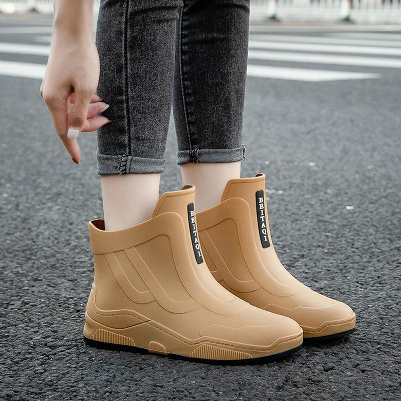 Модная водонепроницаемая обувь дождевая обувь женская новая пара уличные нескользящие резиновые сапоги студенческие короткие водные ботинки резиновая обувь
