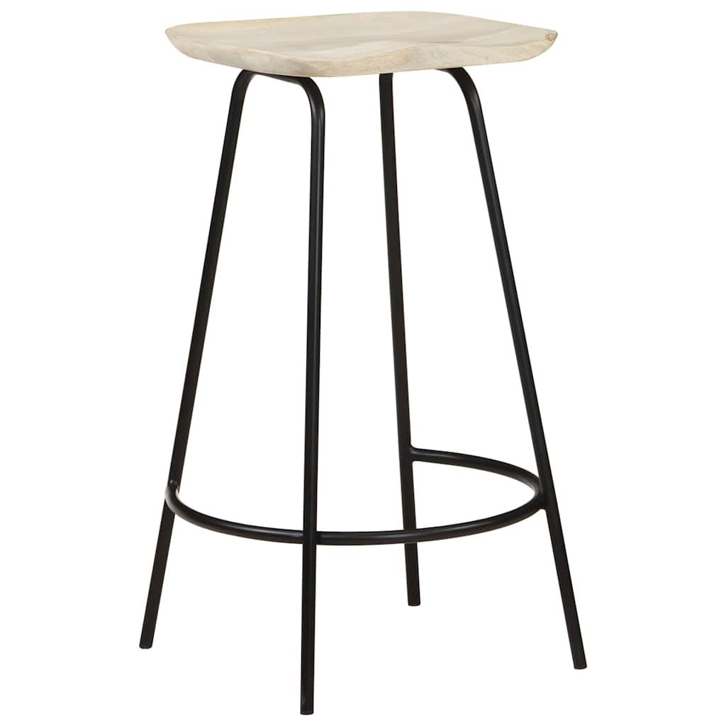 Bar Stool Set of 2 Solid Mango Wood