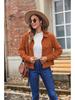 2024 Trendy Women's Casual Corduroy Crop Jacket: European & American Style Button-Up Cardigan