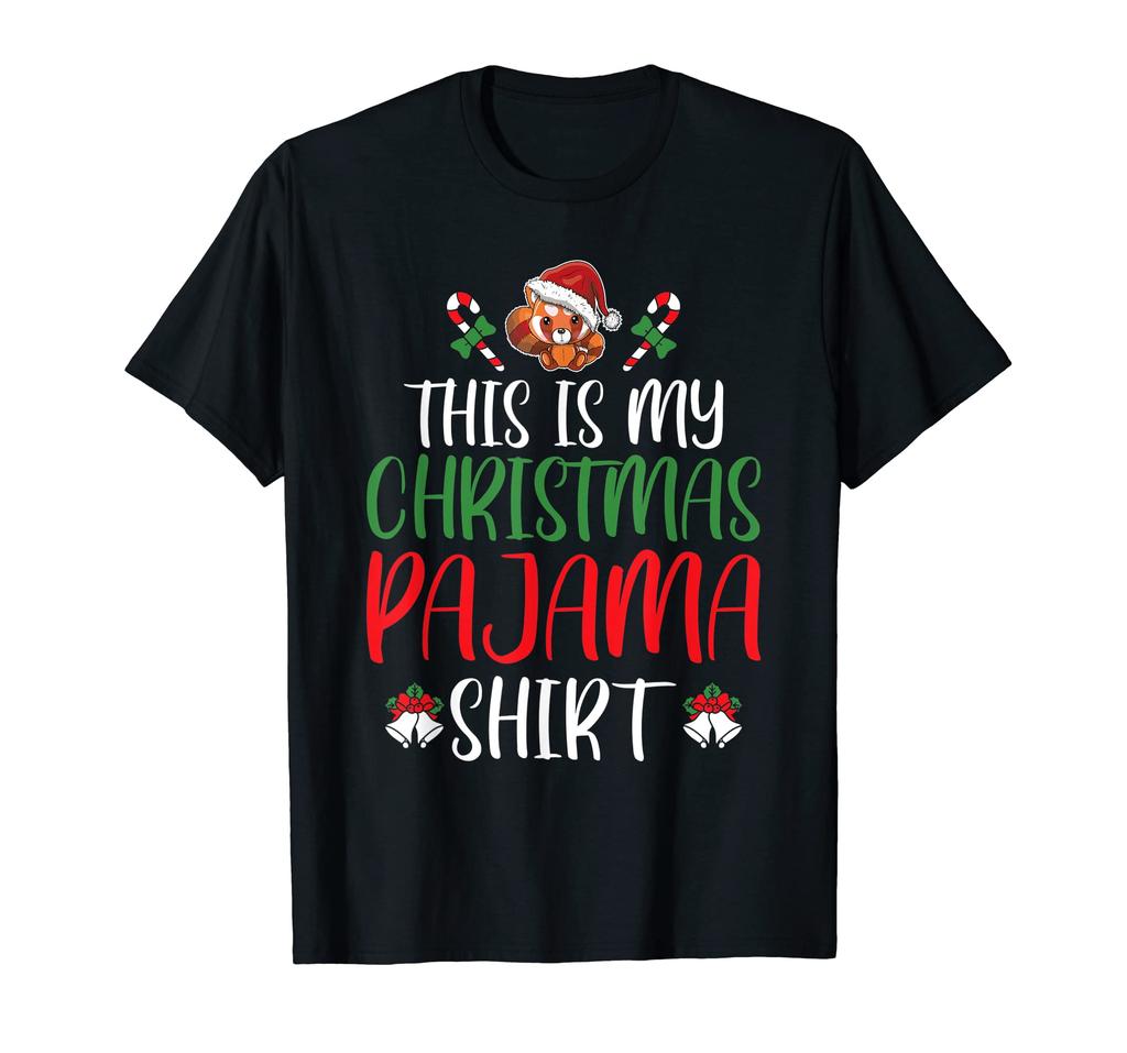 Funny Red Panda Santa Hat Christmas Lights Christmas T-Shirt