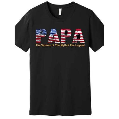 Papa The Veteran The Myth The Legend Premium T-Shirt 563356 Funny Men039;S Short Sl Unisex T-Shirt