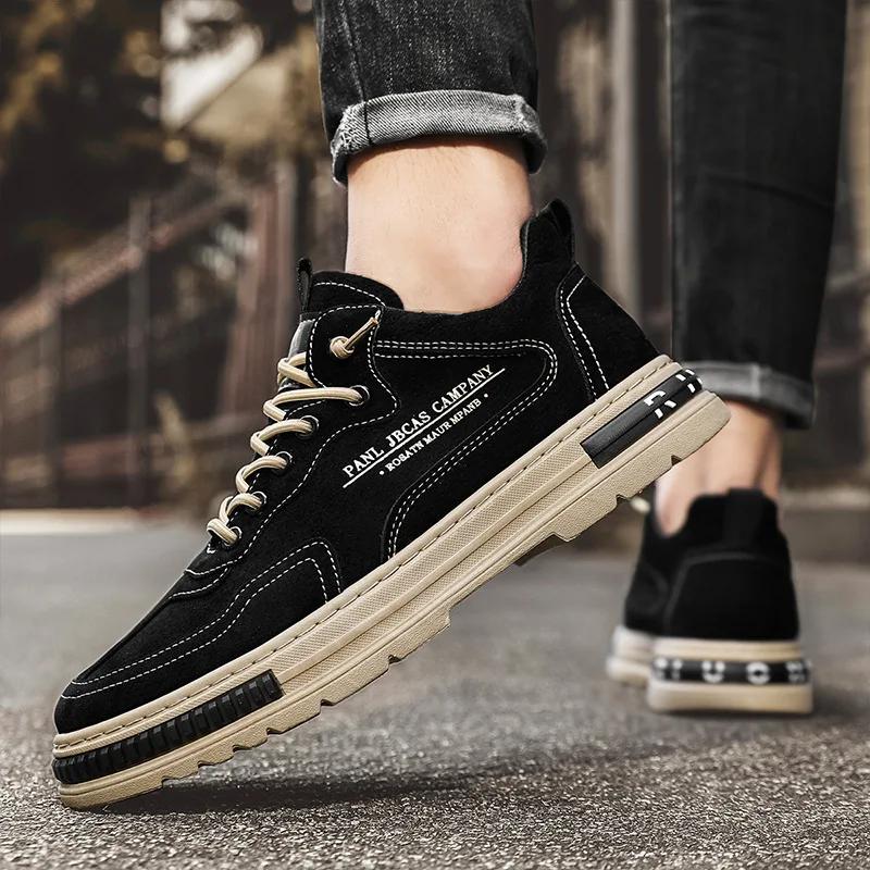 Fashion Men's Platform Sneakers Autumn Fashion Comfort Men Ankle Boots Anti-slip Wear-resistant Work Shoes Trend Lace Up High Top Shoes