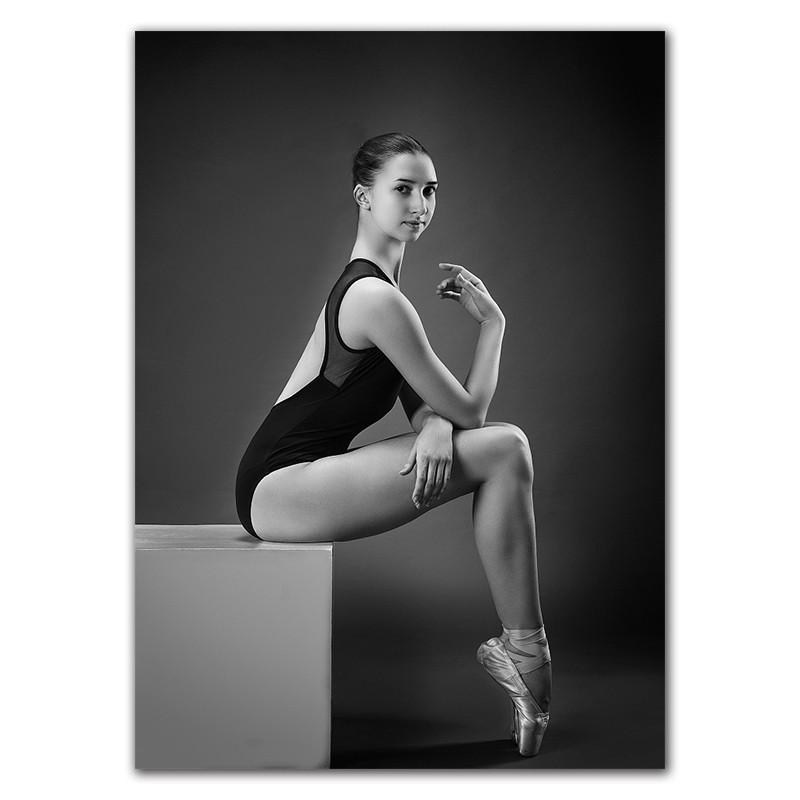 Элегантная балерина, черно-белый художественный постер, модная балетная девушка, винтажная картина, украшение для гостиной, спальни, дома, стены HD0073