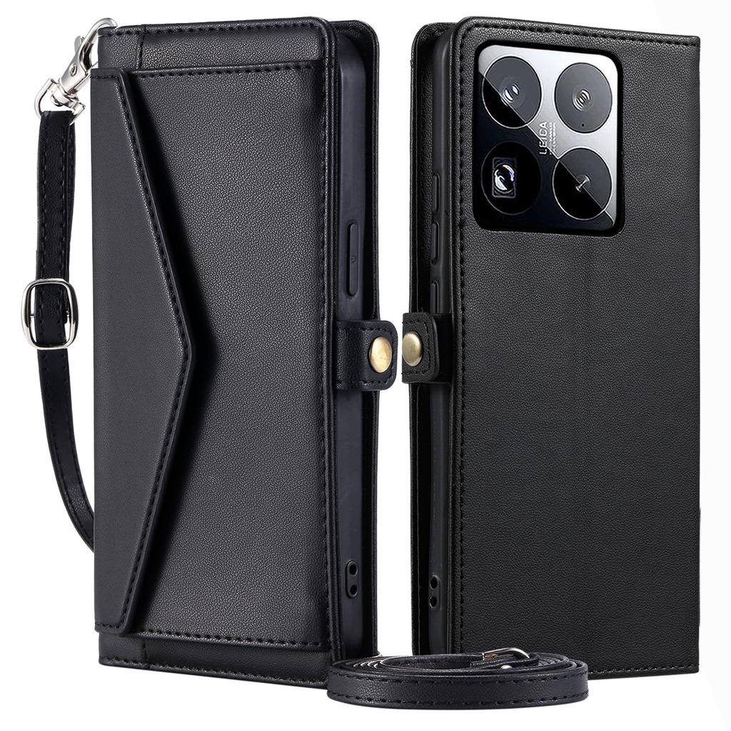 For Xiaomi 15 Pro Leather Case Wallet Stand Phone Cover with Straps