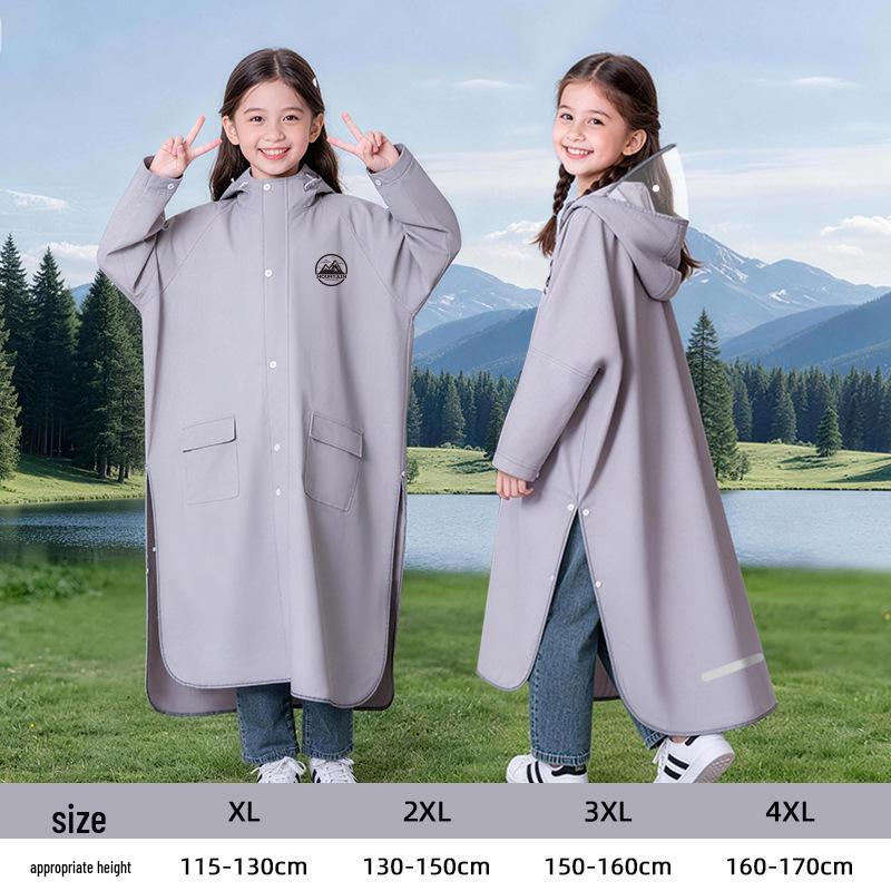 Children's Plus Size Thick Rain Poncho - Durable, Full-Length, Cape-Style for Primary & Secondary School Students