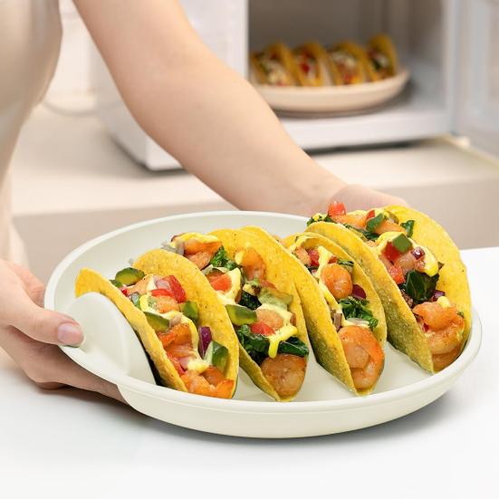 Silicone Taco Holder Plates Large Capacity Taco Rack with Dividers BPA-Free Non-Slip Tortilla Plate Stands Taco Serving Tray