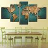 World Map On Green Background Poster 5pcs  Modern Home Wall Decor Canvas Picture Art HD Print Painting On Canvas for Living Room