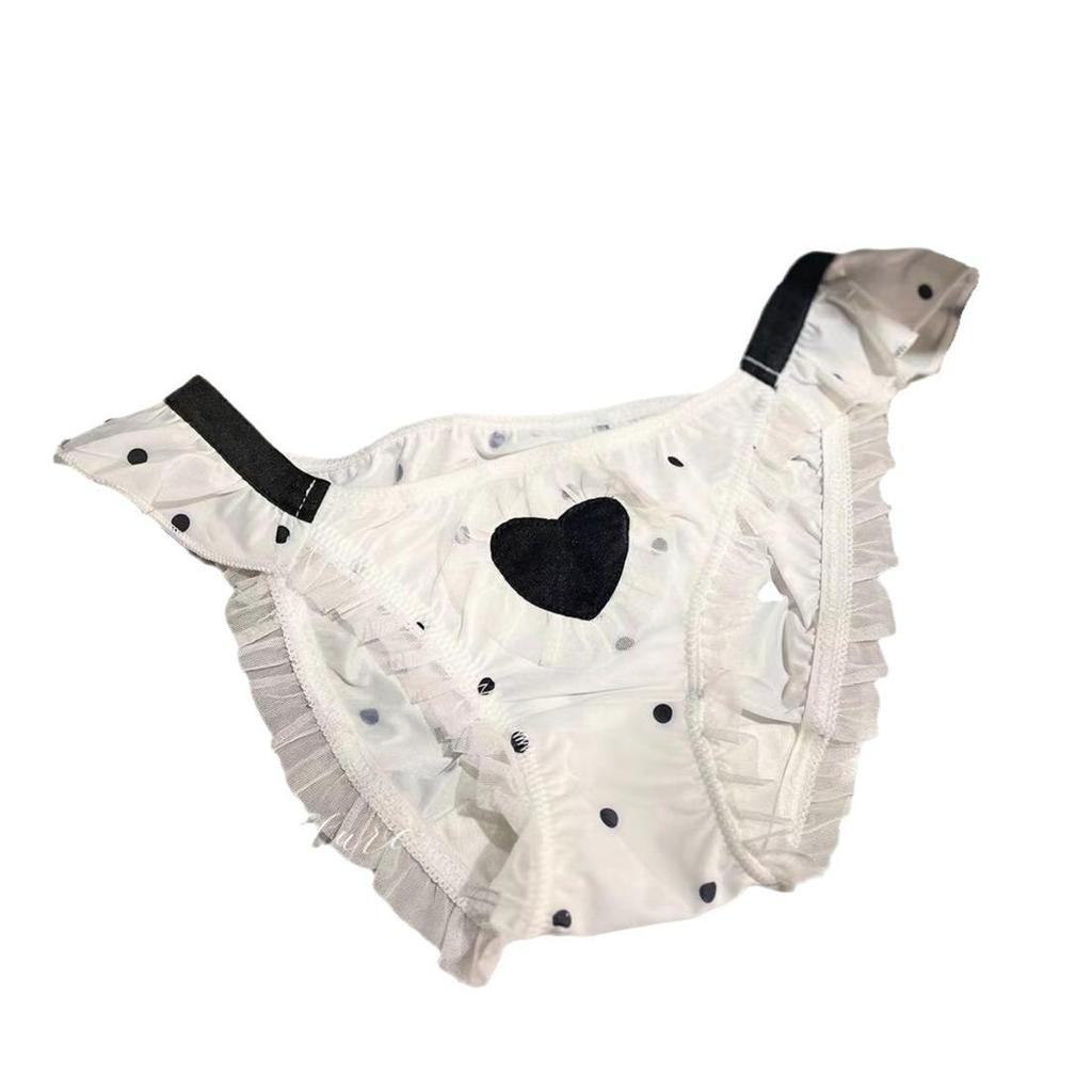 Трусики-треугольники из ледяного шелка с вырезом «сердечко» и рождественским принтом: Милый, Девичий, Сексуальный, Хлопковый подарок