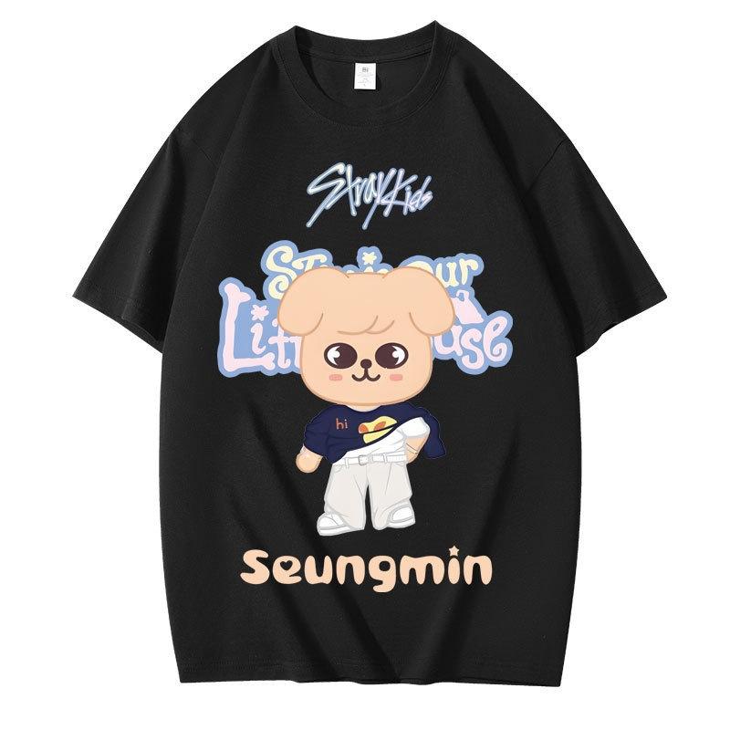 Summer Womens T-shirt Stray Kids Cheer Support Goods Manga Graphic Tops Tees Shirt Cotton Casual Cartoon Short-Sleeves Tshirts Streetwear Female
