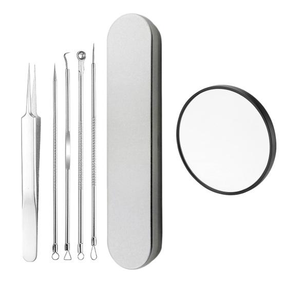 Набор инструментов для удаления черных точек Профессиональный экстрактор черных точек с футляром и 5-кратным увеличительным стеклом для удаления прыщей, черных точек, прыщей, лба, лица, носа