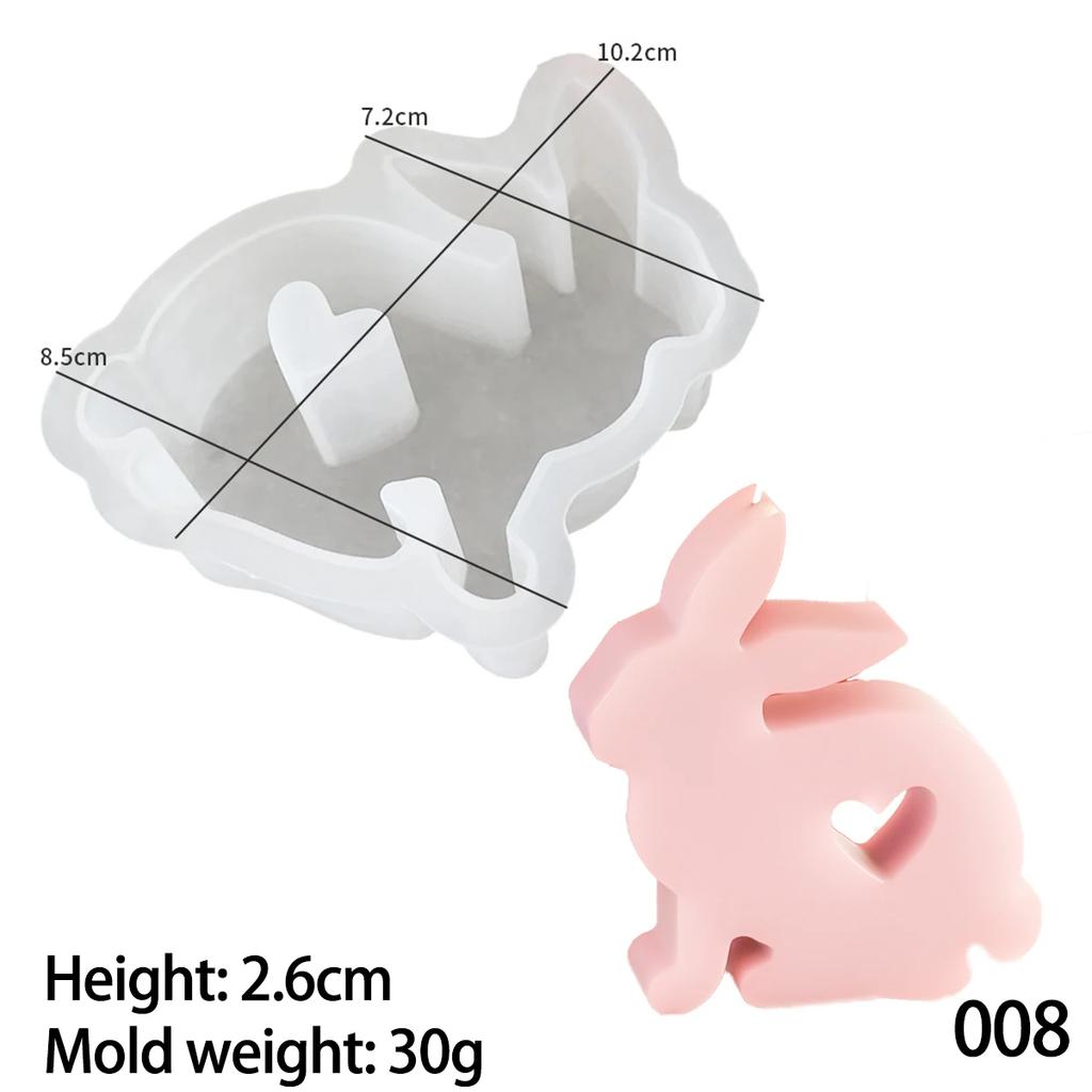 DIY Easter Bunny Candle Silicone Mold Love Cute Rabbit Handmade Soap Aromatherapy Gypsum Ornament Resin Crafts Molds Home Decor