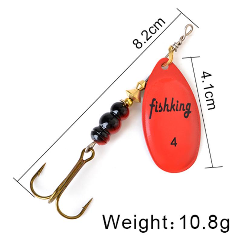 FISH KING Spinner Bait 3,9 г, 4,6 г, 7,4 г, 10,8 г, 15 г, приманки для ложки, металлические приманки для щуки с тройными крючками, искусственная приманка для окуня, рыболовная приманка
