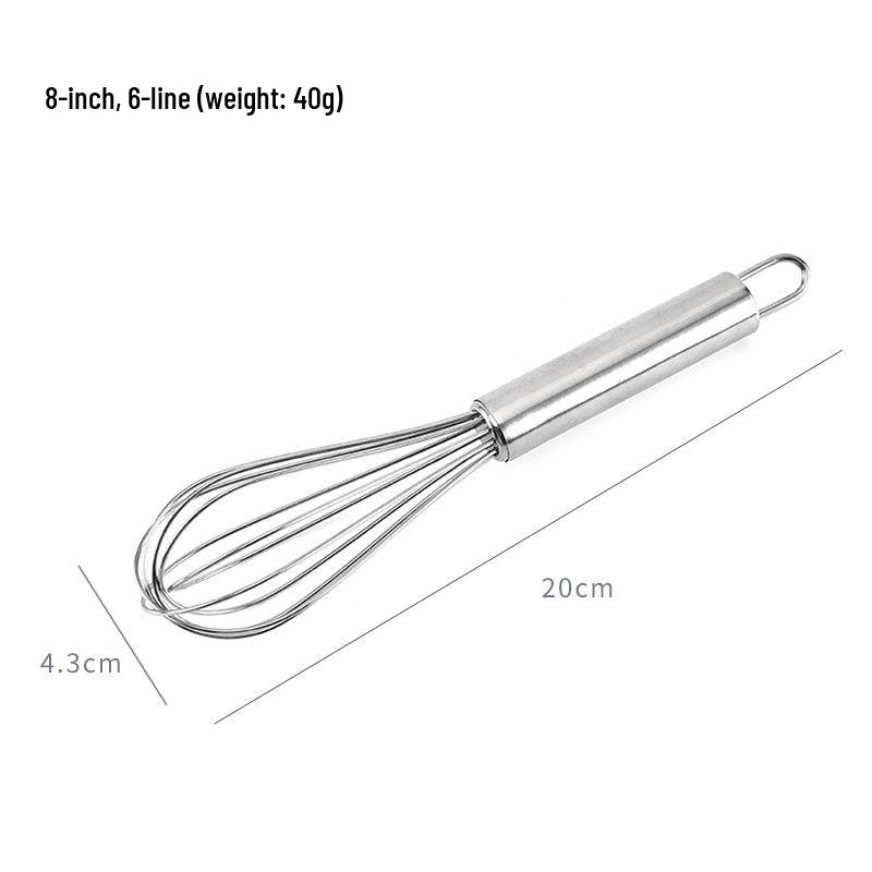 8", 10", 12" Stainless Steel Manual Egg Whisk - Multi-purpose Handheld Beater for Cream and Egg White Mixing