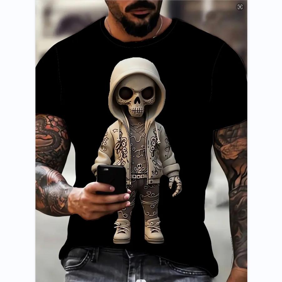 Fashion Cute Cartoon Summer Men T Shirts Lightweight Breathable Casual Kids Round Neck Sleeve Short Streetwear Oversized Tops