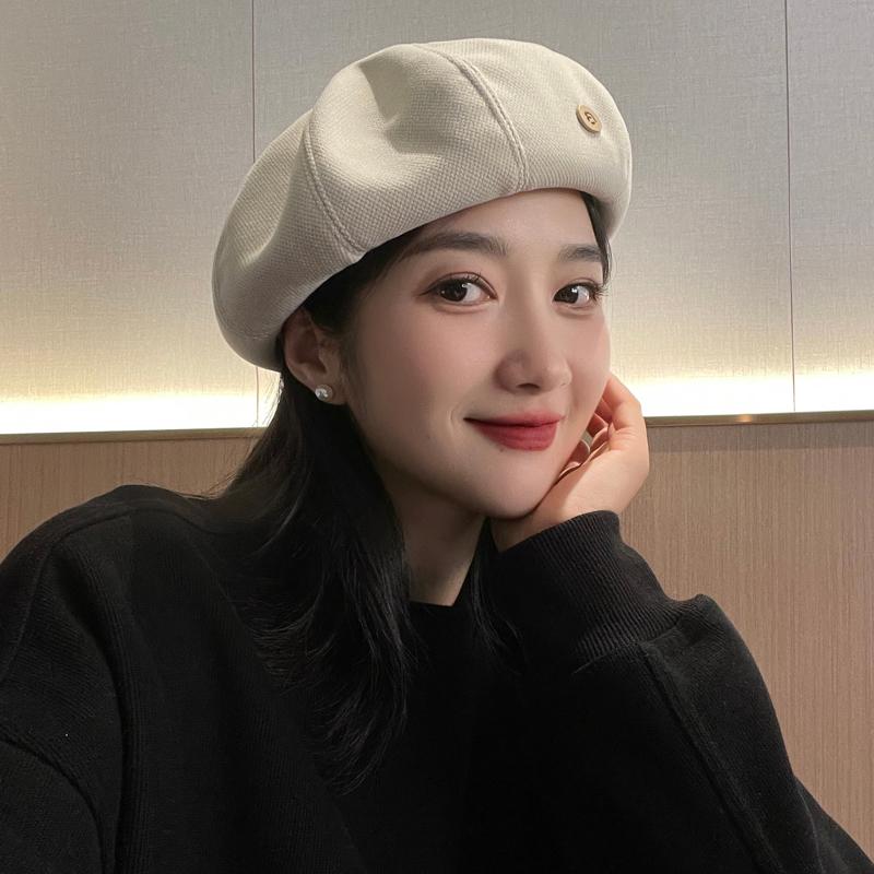 Берет женский весна и осень интернет знаменитость мода однотонный восьмиугольная шляпа круглое лицо маленькая ретро шляпа художника