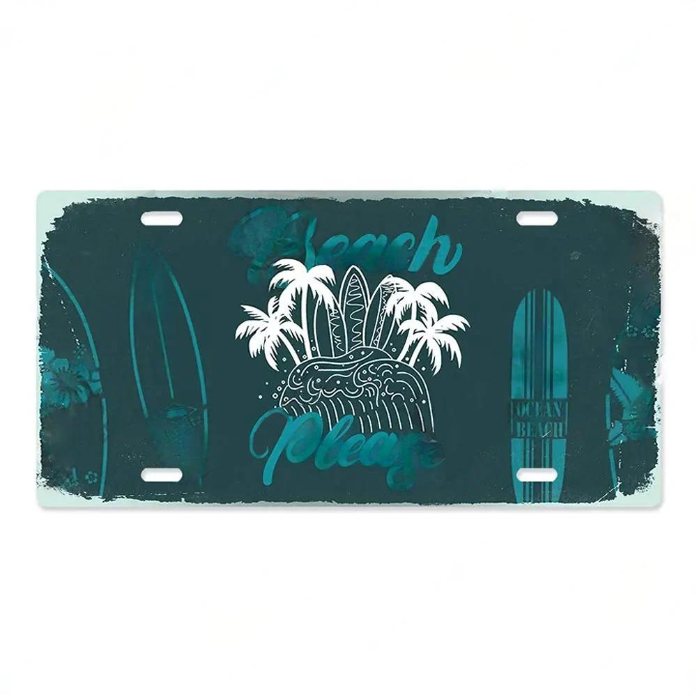 Летний пляж Ретро Жестяная табличка Номерной знак Табличка Металлическая Винтажный плакат для Паба Бара Серфинг