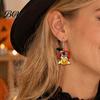 Decorative Holiday Ear Jewelry Witch Hat Puppy Earrings, Cute Dog Pumpkin Drop Halloween Gift for Her Lightweight Acrylic Jewelry, Accessories