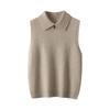 Cashmere Button-Up Sleeveless Sweater Vest with Polo Collar