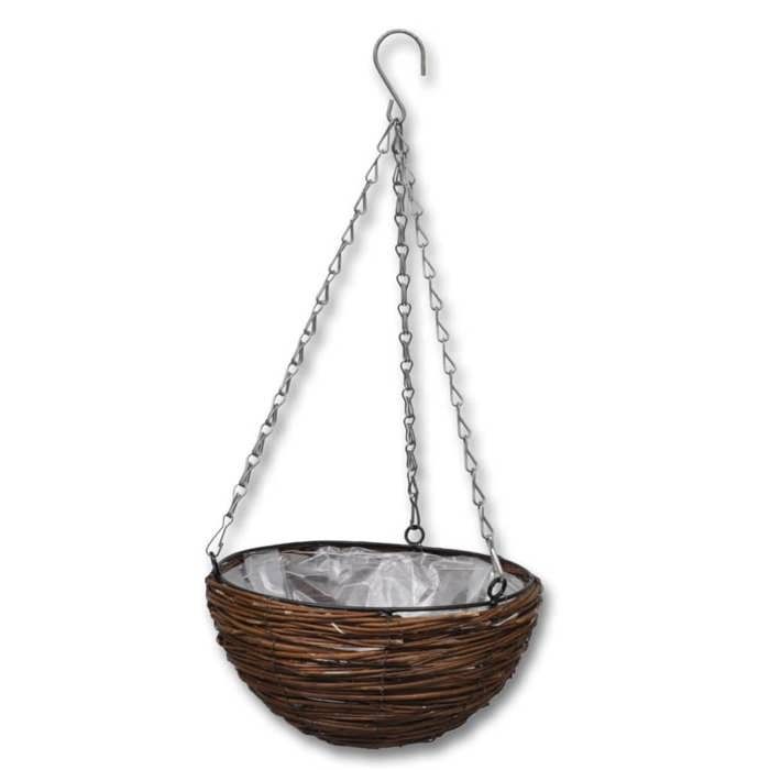 Panier suspendu - Lot de 4 rond - 25 x 13 cm - Fond plastique anti-fuite - Chaîne et cadre métal