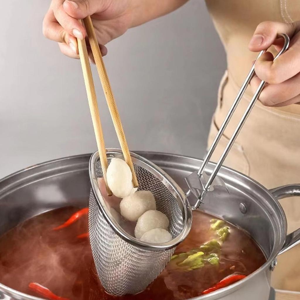 Фильтр-корзина из нержавеющей стали для кипячения спагетти, варки лапши, глубокая ручка, тонкая для ресторанов и домашней коммерческой кухни, кухонные принадлежности