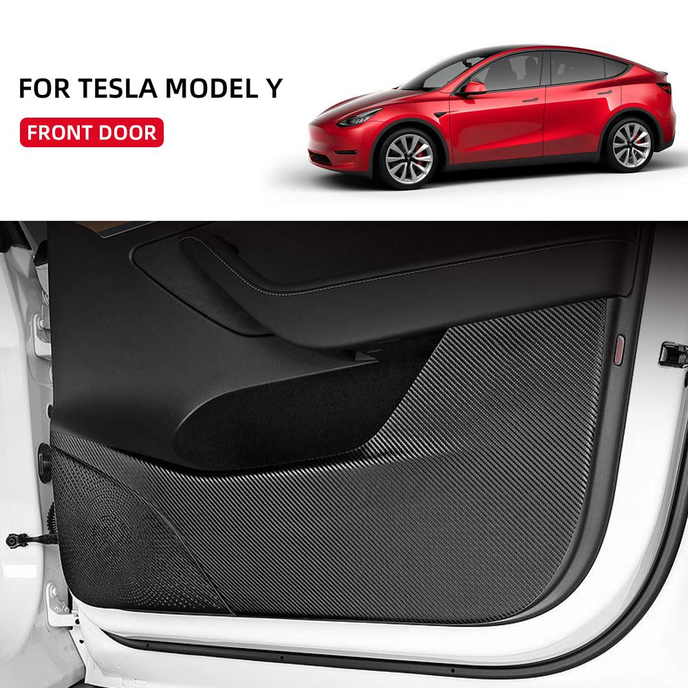 Защитная накладка от ударов ногами для двери для Tesla Model 3 2021-2023 Model Y 2023-2025 Автомобильная наклейка из углеродного волокна Защита Боковая кромка Пленка-протектор