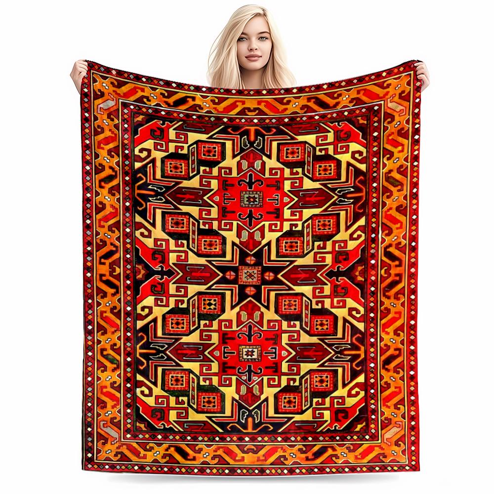 Ethnic Style Geometric Pattern Area blanket for Living Room or Bedroom blanket, suitable for use in the bedroom, living room, on the sofa