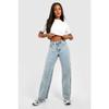 Women's Blue Snow Wash High Waist Five Pocket Wide Leg Loose Palazzo Jean Denim Trousers