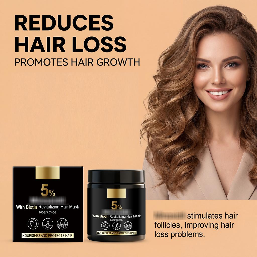 Biotin Moisture Hair Mask Deep Hydration for Dry Frizzy Hair Smooth Shiny Hair Easy Absorb Daily Hair Care