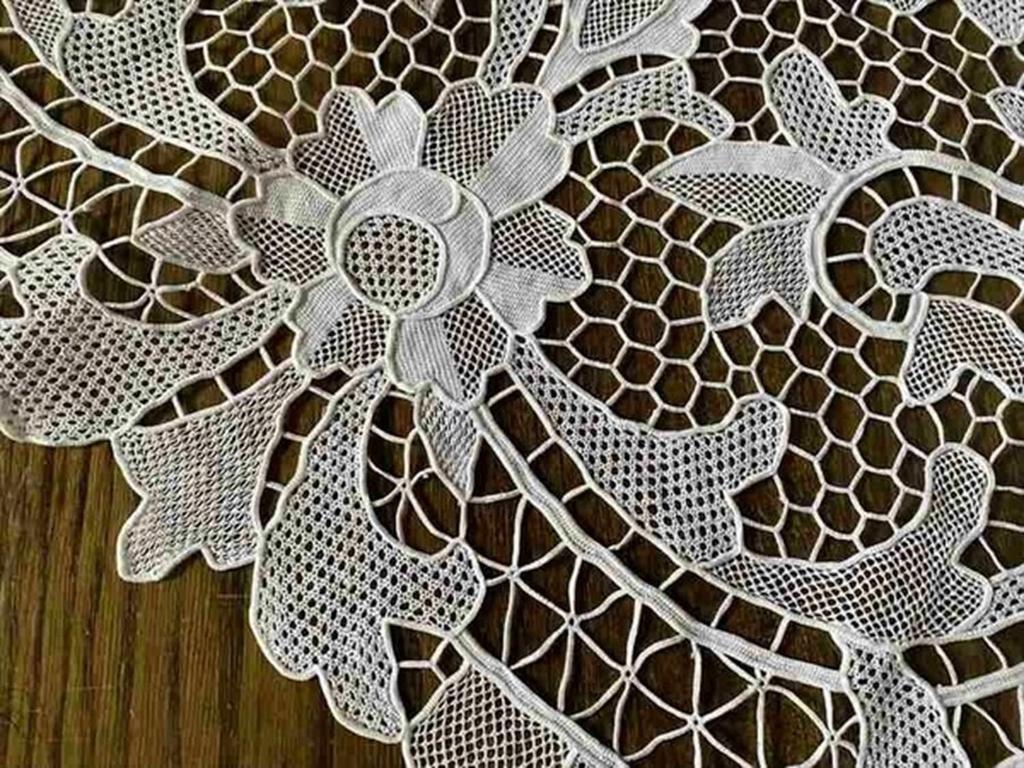 Vivienne White Venice Lace Embroidered Table OW5551N1 Tablecloth, 82x82cm, Runner,