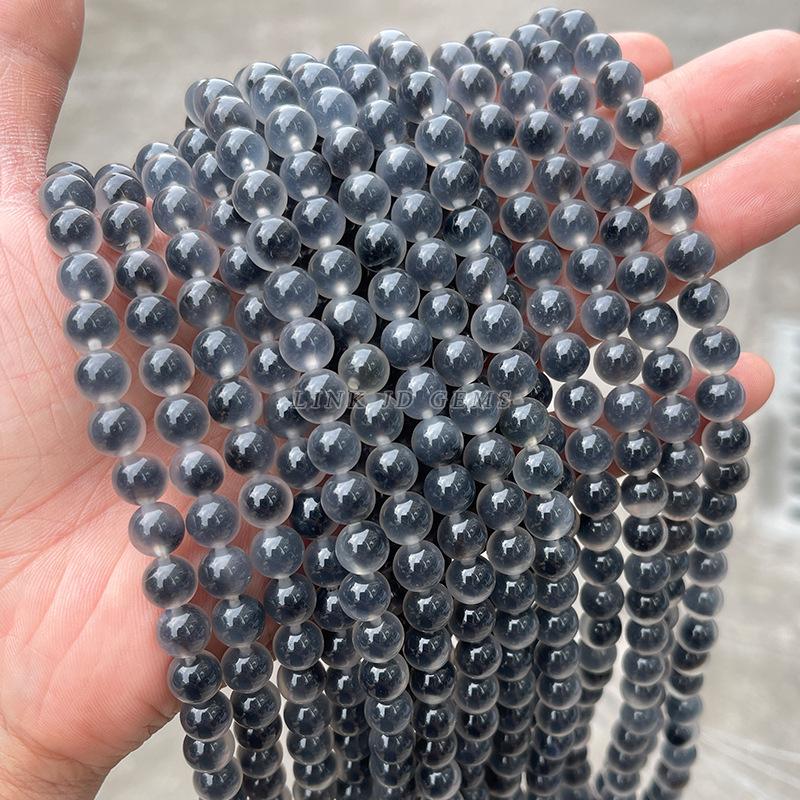 Цзинде Цветной Сахарный Сердечный Агат Круглые Бусины DIY Ювелирные Аксессуары, Дымчато-сине-серые Нити с Бусинами, Рассыпные Бусины.