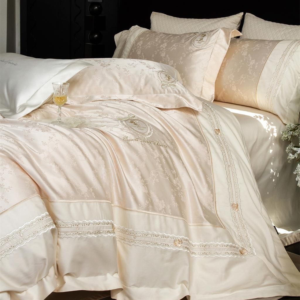 Premium all cotton high count jacquard exquisite embroidery four piece set - Yunman