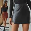 Retro High-Waisted A-line Bodycon Leather Skirt for Women - Autumn/Winter Fashion