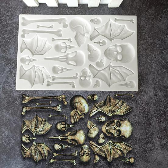 Силиконовая форма для Хэллоуина, быстросъемная антипригарная форма для пищевых продуктов, кекс, украшение для торта, форма летучей мыши, черепа, кости, шоколадная форма для пекарни