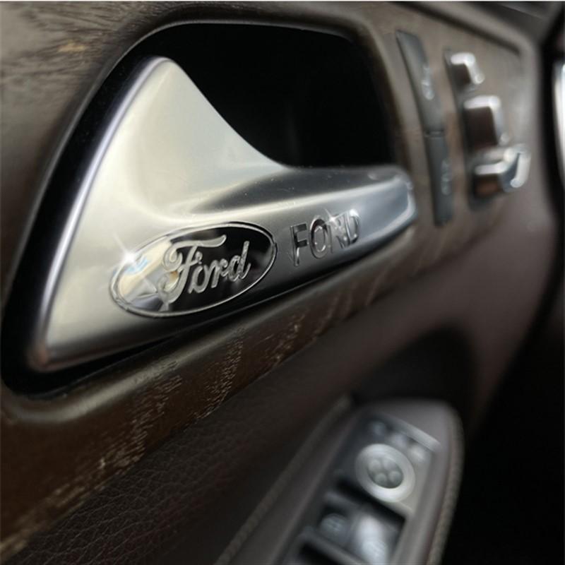 VCLG2 4pcs Car Styling Metal Stickers Interior Decoration Decals For Ford Escape Kuga Mondeo Ecosport Fiesta Focus 2 3 MK1 MK2 Fusion