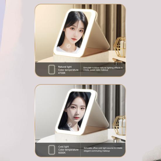 Ящик для хранения косметики со светодиодной подсветкой. Зеркало. Регулируемое 3 режима освещения. Перезаряжаемый с несколькими отделениями. Футляр для ювелирных изделий. Органайзер для макияжа на открытом воздухе.