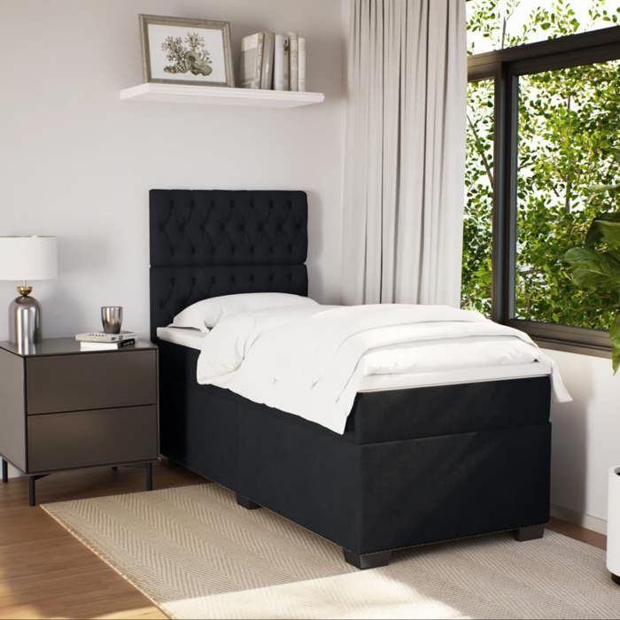 Maison Exclusive - Sommier à lattes de lit et matelas Noir 80x200 cm Velours