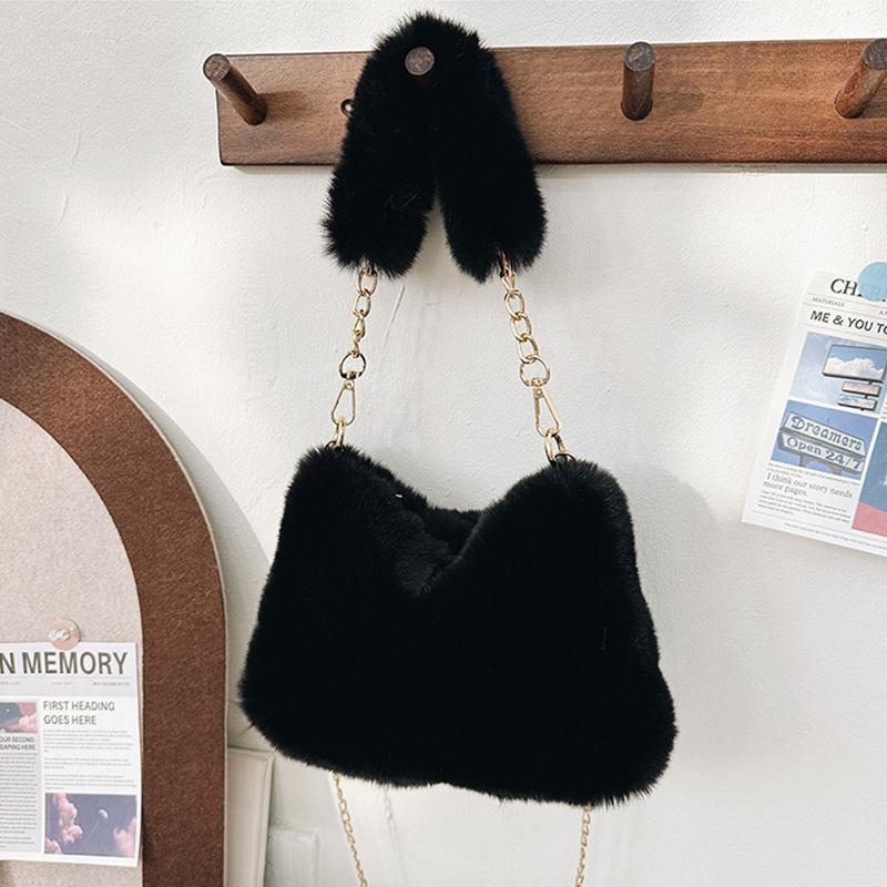 New Fashion Women Handbags Winter Furry Ladies Soft Plush Clutch Purse Shoulder Bags Fashion Female Crossbody Messenger Bag