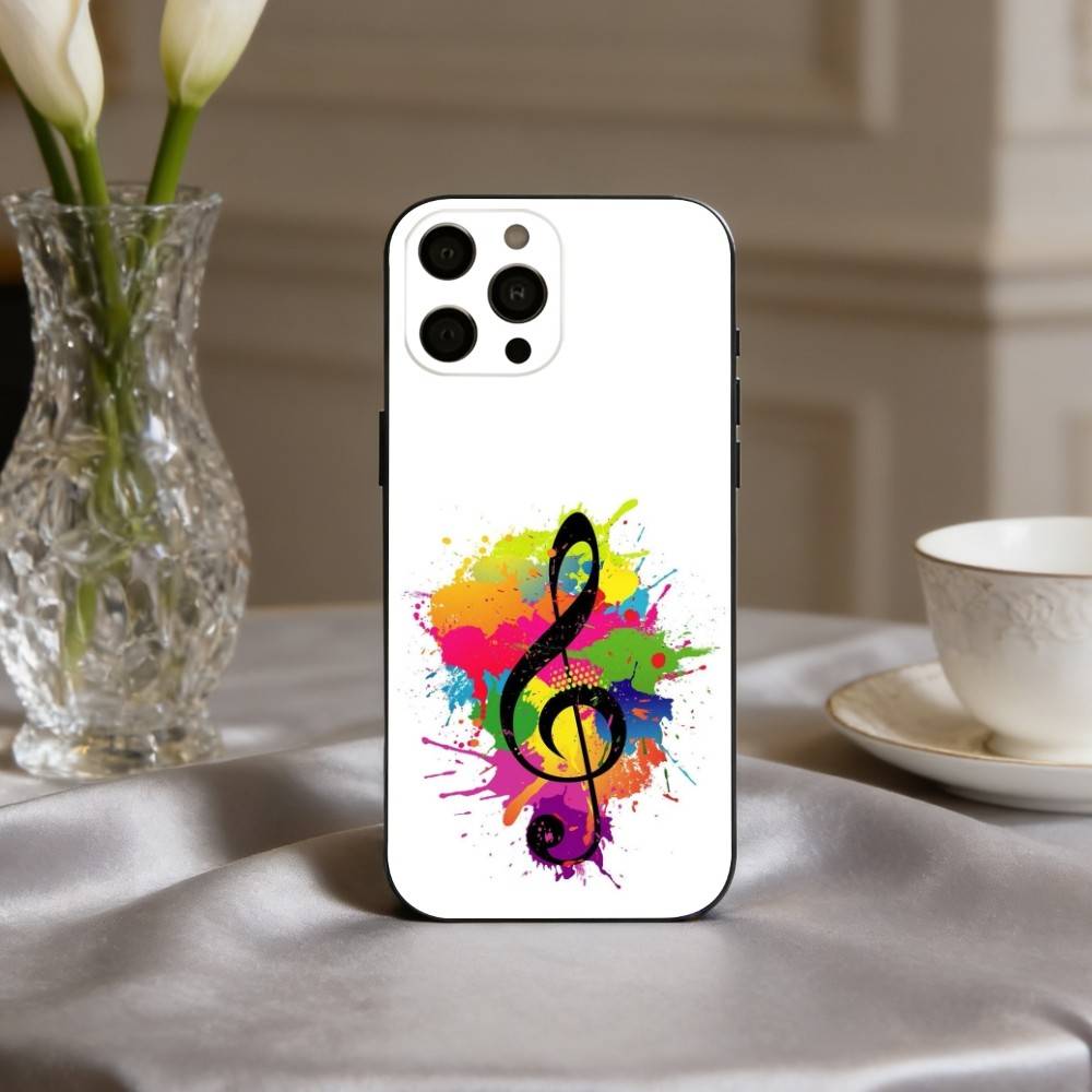 M-Music Art Чехол для телефона с ключом Соль для iPhone 17,16,15,14,13,12,11 Plus,Pro Max,XS,Черный чехол из мягкого силикона