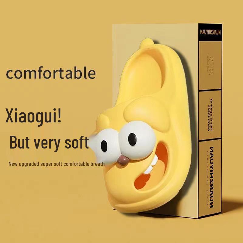 Мультяшные тапочки-собачки с большими глазами для женщин - Лето 2025, с закрытым носком, на толстой подошве