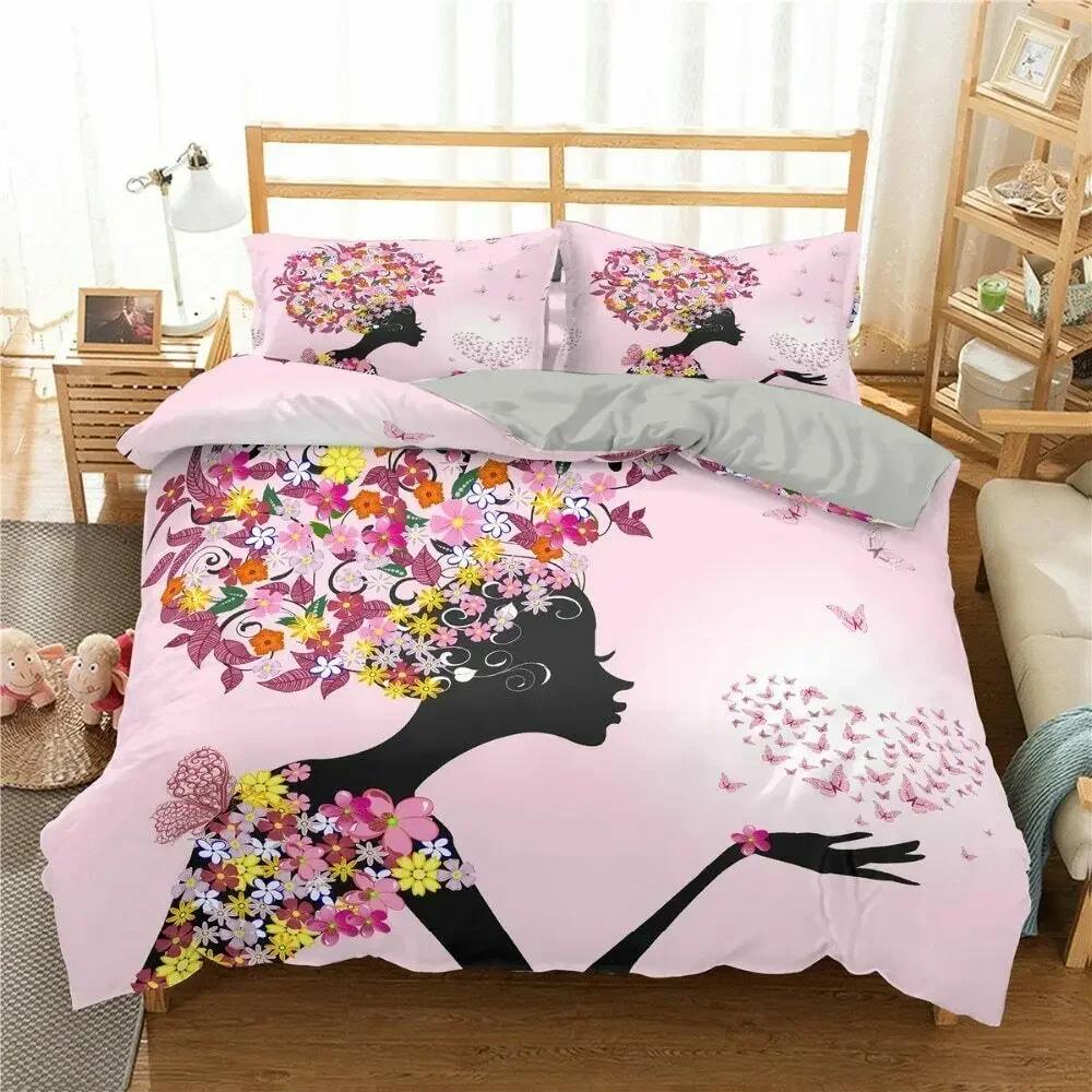 Romantic Style Fairy Girl With Wings Bedding Set Single Twin Double Queen King Cal King Size Bed Linen Set