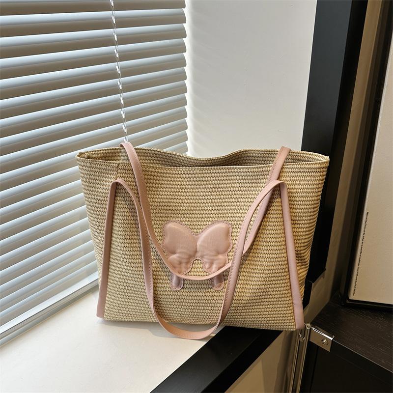 Милая плетеная сумка через плечо из ротанга ручной работы, плетеные сумки-тоут большой вместимости, большие сумки для женщин, девушек AVE
