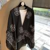 Spring And Autumn With Roses Embroidered Silk Scarves Cape Yarn Scarves Versatile Fashion Thin Shade Comfortable Versatile Shawl