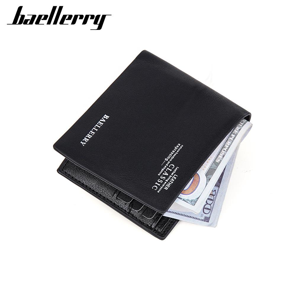 Мужской кошелек Baellerry из искусственной кожи, модный, ультратонкий, короткий, для монет, держатель для нескольких карт, чехол для удостоверения личности