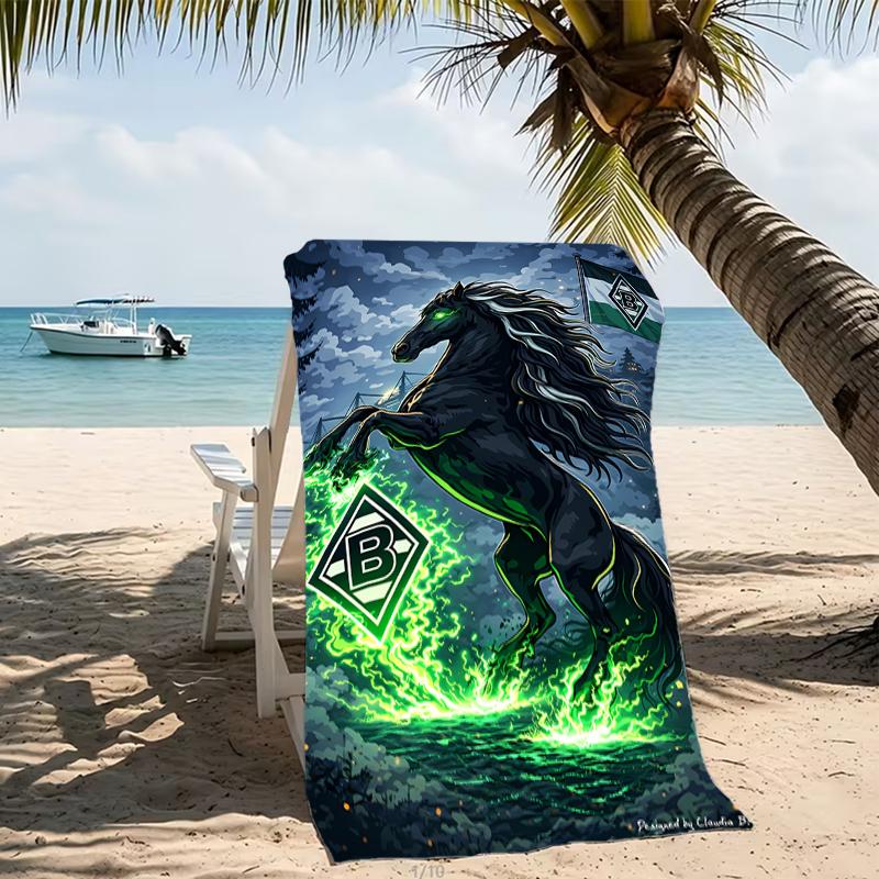 Beach Towel with Borussia Monchengladbach logo Pattern - soft,absorbent,machine washable Lightweight&Modern,swimming,Travel Essentials