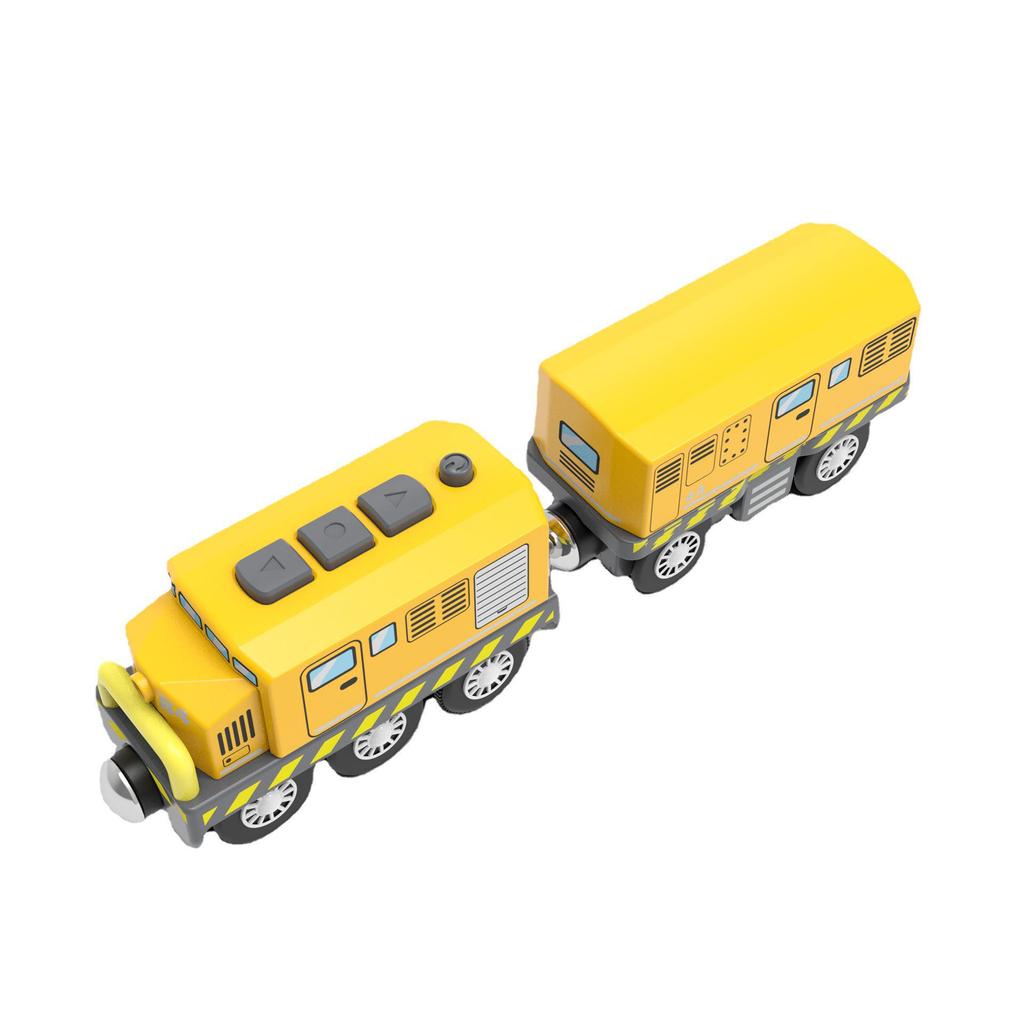 Деревянный рельсовый поезд оранжевый тяговый электромобиль детская игрушка совместимые деревянные строительные блоки сцена