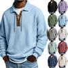 Мужские толстовки Ретро Повседневные с длинным рукавом с воротником Гольф пуловер Оверсайз Западные Фактурные топы