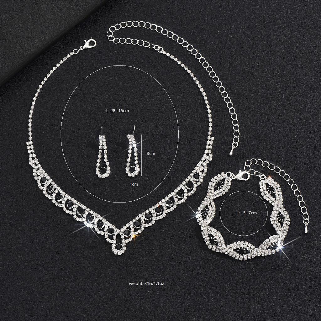 Accessories Multi-Color Zircon Wedding Necklace Earrings Bracelet Bridal Jewelry Set